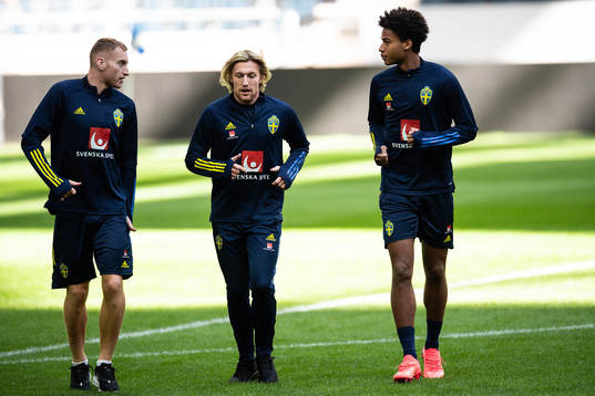 Dejan Kulusevski, Emil Forsberg and Jens Cajuste of the