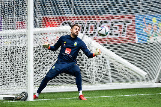goalkeeper Kristoffer Nordfeldt of the Swedish national team