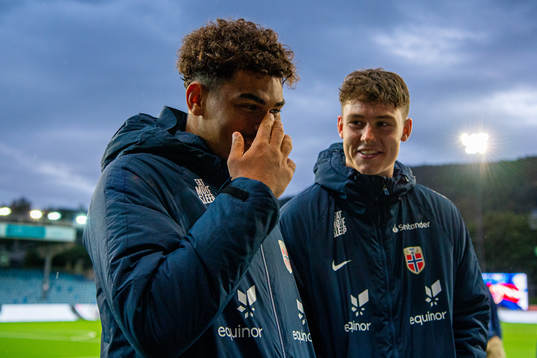 Noah Holm and Jørgen Strand Larsen of Norway
