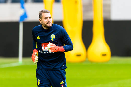 Goalkeeper Kristoffer Nordfeldt of Sweden