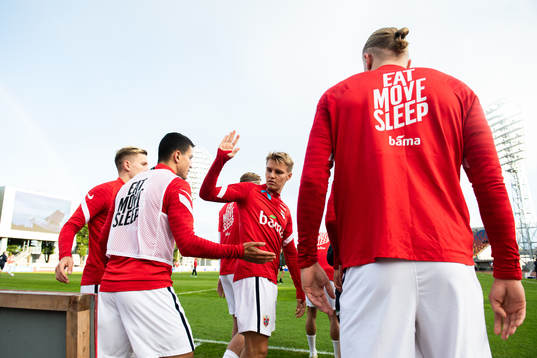 Martin Ødegaard and Erling Braut Haaland of Norway