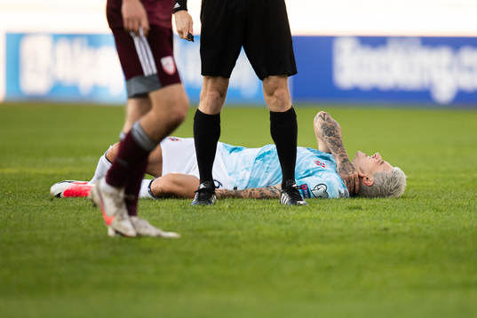 Mathias Normann of Norway in pain