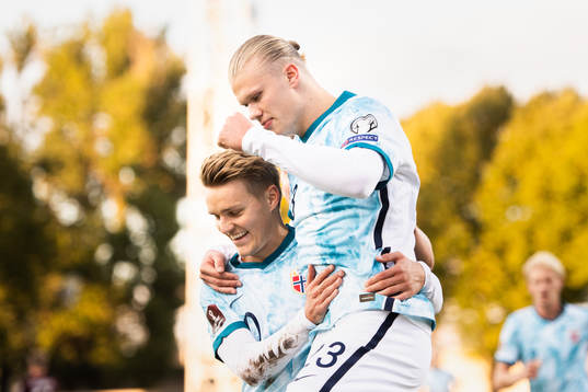 Martin Ødegaard and Erling Braut Haaland of Norway