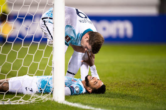 Alexander Sørloth and Joshua King of Norway
