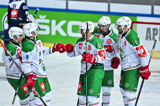Ludvig Larsson of Rögle celebrates 2-1 goal with teammates