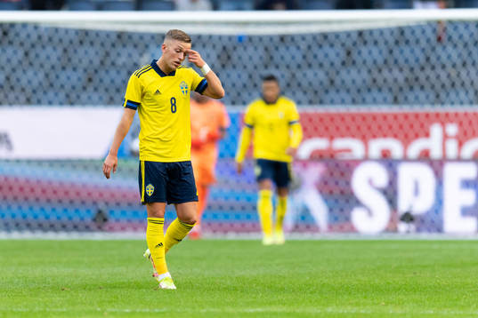 Jesper Karlsson of Sweden looks dejected