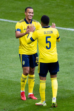 Robin Quaison of Sweden celebrates