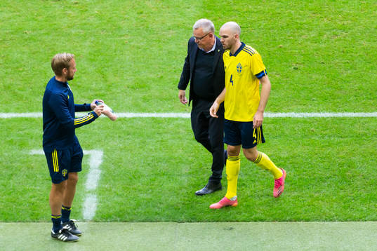 Marcus Danielson of Sweden is substituted
