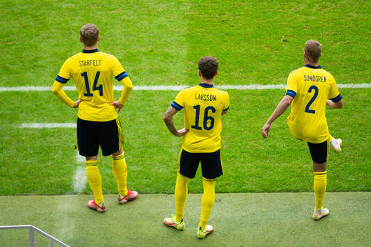 Carl Starfelt, Jordan Larsson and Daniel Sundgren of Sweden