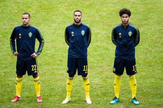 Robin Quaison, Isaac Kiese-Thelin and Jens Cajuste of Sweden