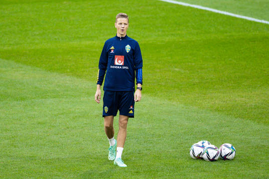 Goalkeeper coach Maths Elfvendal of Sweden