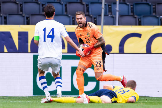 Goalkeeper Kristoffer Nordfeldt of Sweden