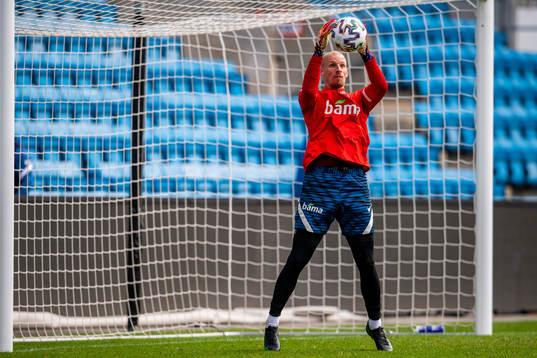 Goalkeeper André Hansen of the Norwegian national football