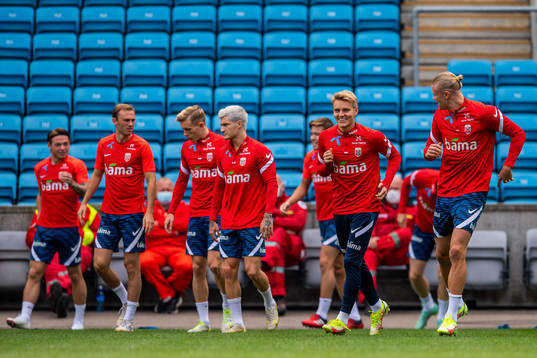 Martin Ødegaard and Erling Braut Haaland of the Norwegian