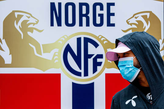 Joshua King of the Norwegian national football team arrives