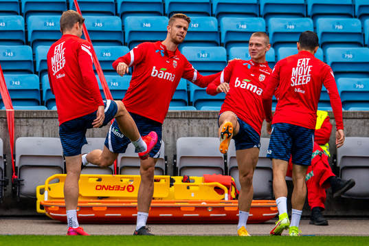 Kristoffer Ajer and Julian Ryerson of the Norwegian