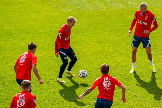 Martin Ødegaard and Erling Braut Haaland of the Norwegian