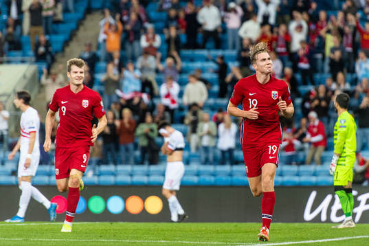 Kristian Thorstvedt of Norway celebrates