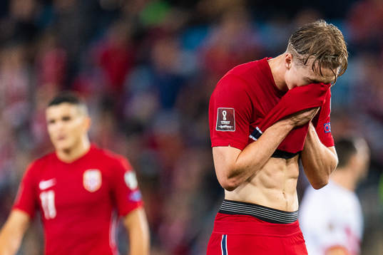 Kristian Thorstvedt of Norway looks dejected