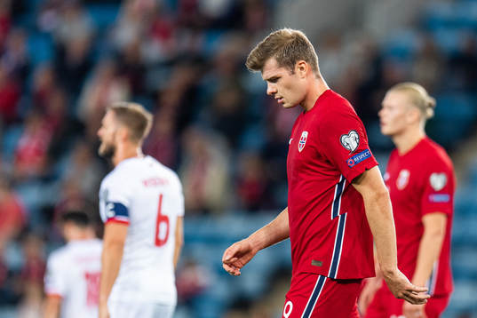 Alexander Sørloth of Norway looks dejected
