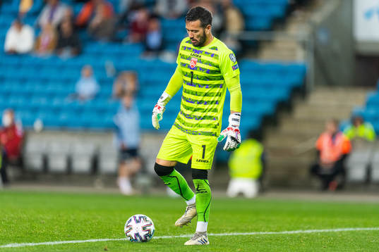 Goalkeeper Kyle Goldwin of Gibraltar looks dejected