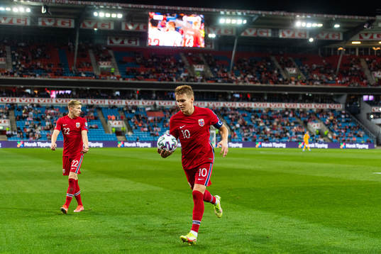 Marcus Holmgren Pedersen and Martin Ødegaard of Norway