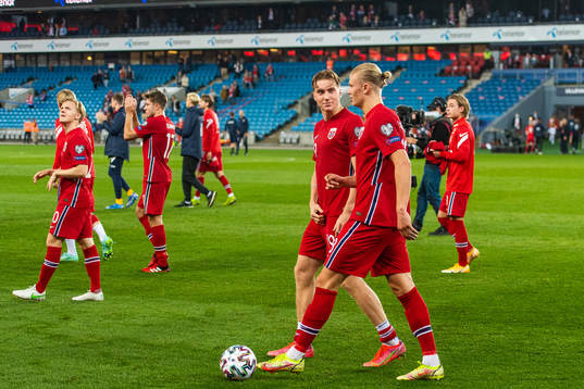 Kristian Thorstvedt and Erling Braut Haaland of Norway