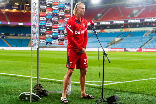 Erling Braut Haaland of Norway is interviewed