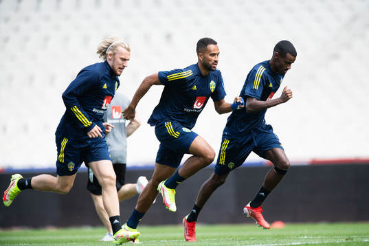 Emil Forsberg, Isaac Kiese-Thelin and Alexander Isak of the