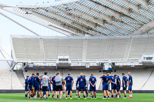 Players of the Swedish national football team gather