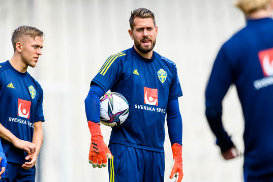 Goalkeeper Kristoffer Nordfeldt of the Swedish national