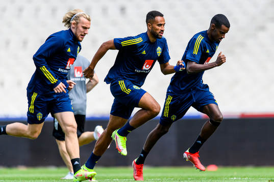 Emil Forsberg, Isaac Kiese-Thelin and Alexander Isak of the