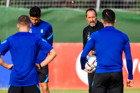 Head coach John vant Schip of the Greek national football