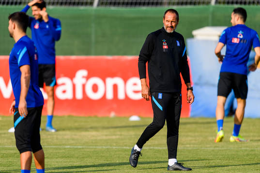 Head coach John vant Schip of the Greek national football