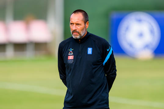 Head coach John vant Schip of the Greek national football