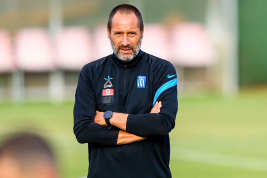 Head coach John vant Schip of the Greek national football