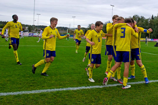 Sveriges spelare jublar