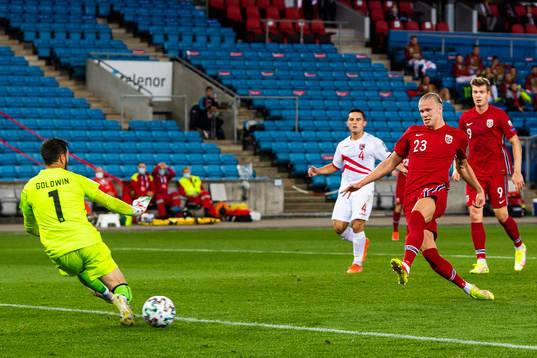 Erling Braut Haaland of Norway scores 2-0