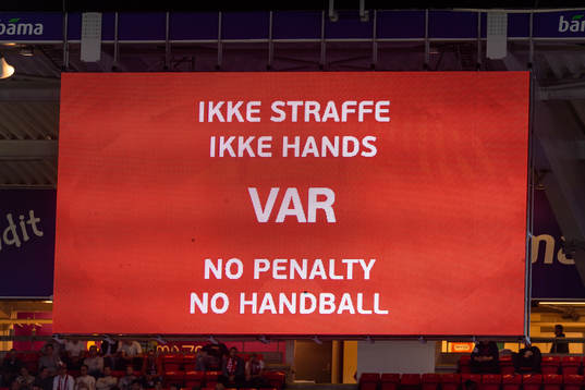 The billboard shows the result of the VAR review