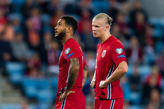 Joshua King and Erling Braut Haaland of Norway