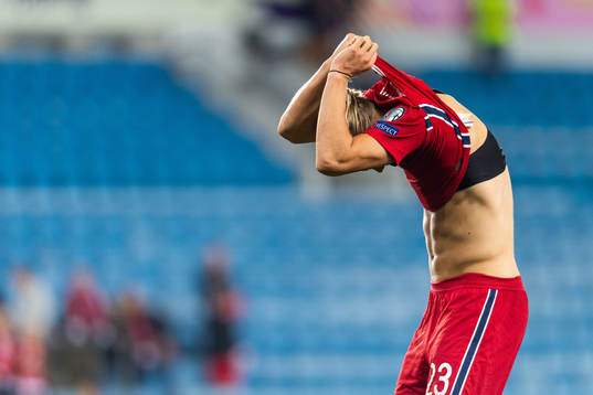 Erling Braut Haaland of Norway removes his shirt