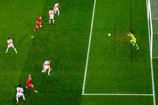Erling Braut Haaland of Norway scores the 3-0 goal past