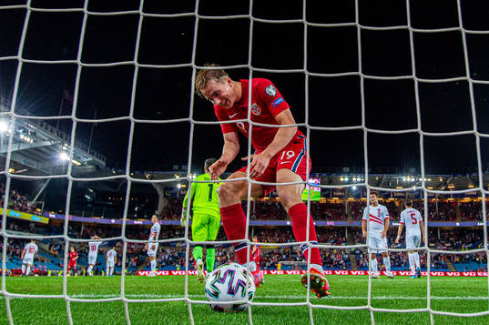 Kristian Thorstvedt of Norway celebrates 3-0