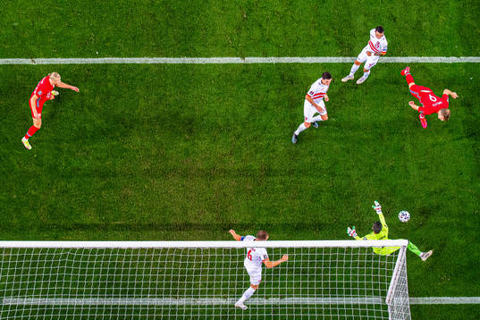 Alexander Sørloth of Norway with an attempt