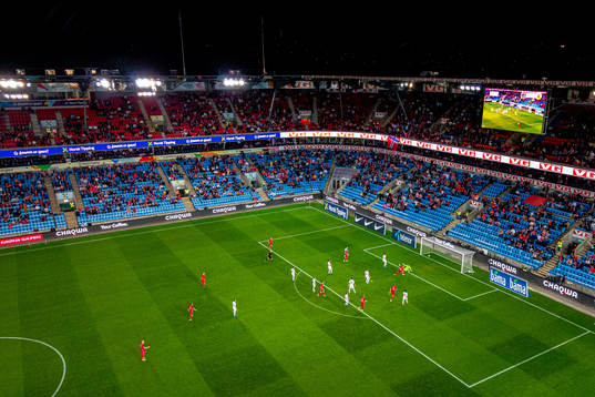 General view of Ullevaal stadion as Erling Braut Haaland of