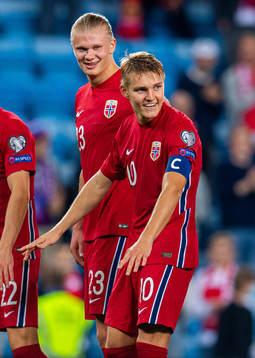 Erling Braut Haaland and Martin Ødegaard of Norway