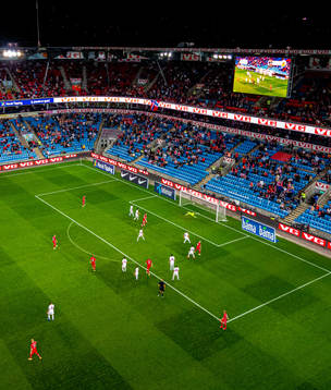 Erling Braut Haaland of Norway scores the 3-0 goal past