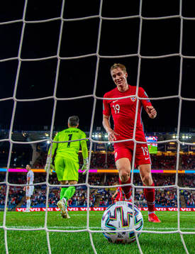 Kristian Thorstvedt of Norway celebrates 3-0