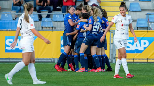 Players of Hoffenheim celebrate the 1-0 goal
