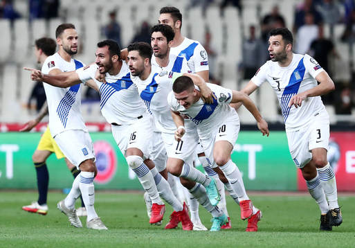 Vangelis Pavlidis of Greece celebrate with teammates